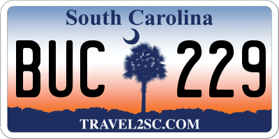 SC license plate BUC229