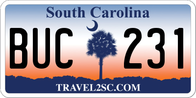 SC license plate BUC231