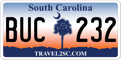 SC license plate BUC232