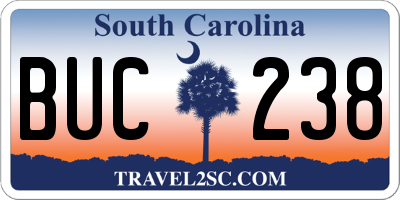 SC license plate BUC238