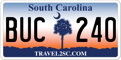 SC license plate BUC240