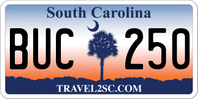 SC license plate BUC250