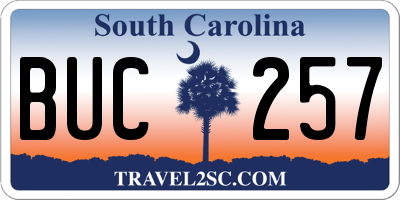 SC license plate BUC257