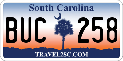 SC license plate BUC258