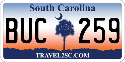 SC license plate BUC259