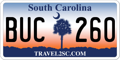 SC license plate BUC260