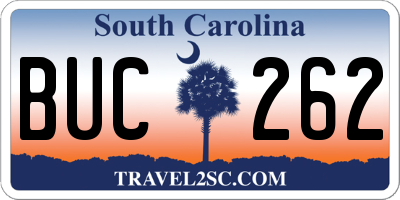 SC license plate BUC262