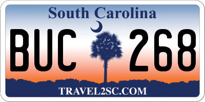 SC license plate BUC268