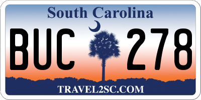 SC license plate BUC278