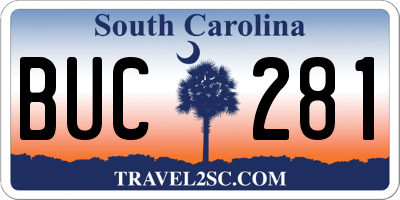 SC license plate BUC281