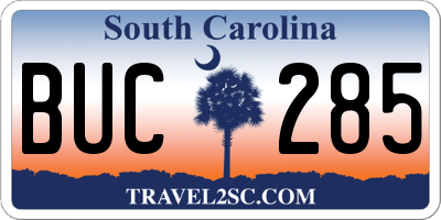 SC license plate BUC285