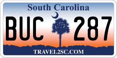 SC license plate BUC287