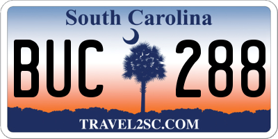 SC license plate BUC288