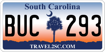 SC license plate BUC293