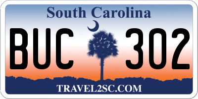 SC license plate BUC302