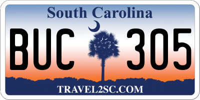 SC license plate BUC305