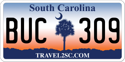 SC license plate BUC309