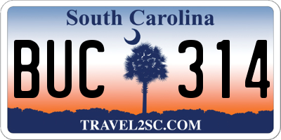 SC license plate BUC314