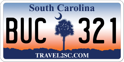 SC license plate BUC321