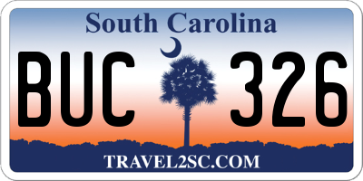 SC license plate BUC326