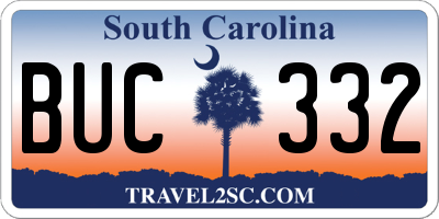 SC license plate BUC332