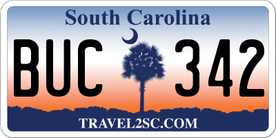 SC license plate BUC342