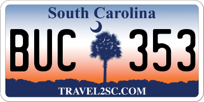 SC license plate BUC353