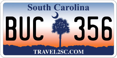 SC license plate BUC356