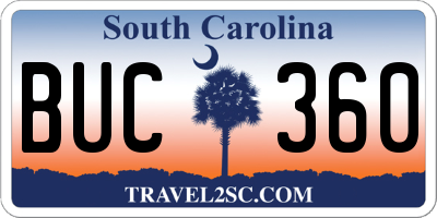 SC license plate BUC360
