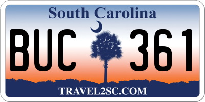 SC license plate BUC361