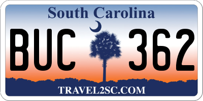 SC license plate BUC362