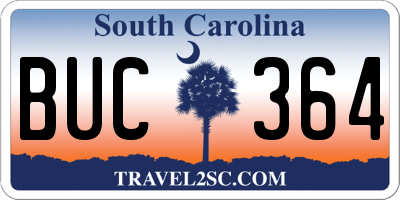 SC license plate BUC364