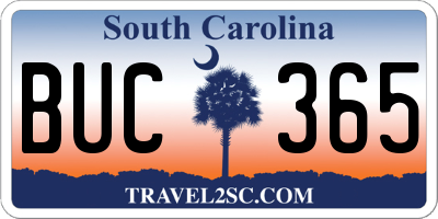 SC license plate BUC365