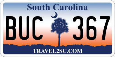 SC license plate BUC367