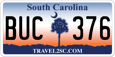 SC license plate BUC376