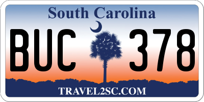 SC license plate BUC378