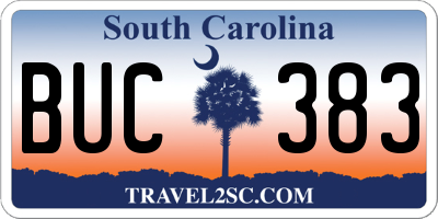 SC license plate BUC383