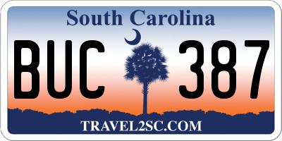 SC license plate BUC387