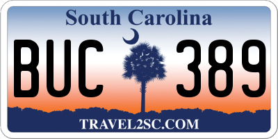SC license plate BUC389