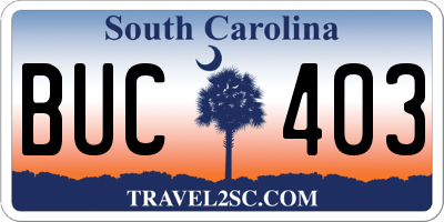 SC license plate BUC403