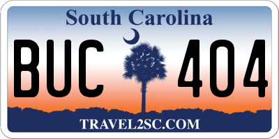 SC license plate BUC404
