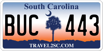 SC license plate BUC443