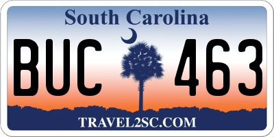 SC license plate BUC463