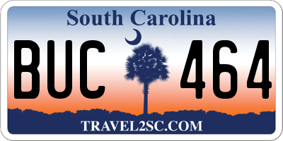 SC license plate BUC464