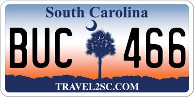 SC license plate BUC466