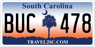 SC license plate BUC478