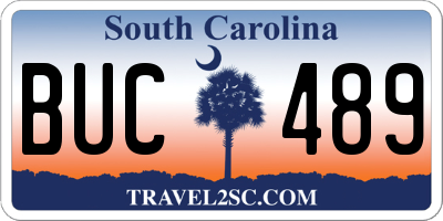 SC license plate BUC489