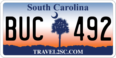 SC license plate BUC492