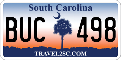 SC license plate BUC498