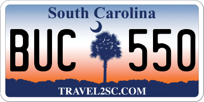 SC license plate BUC550